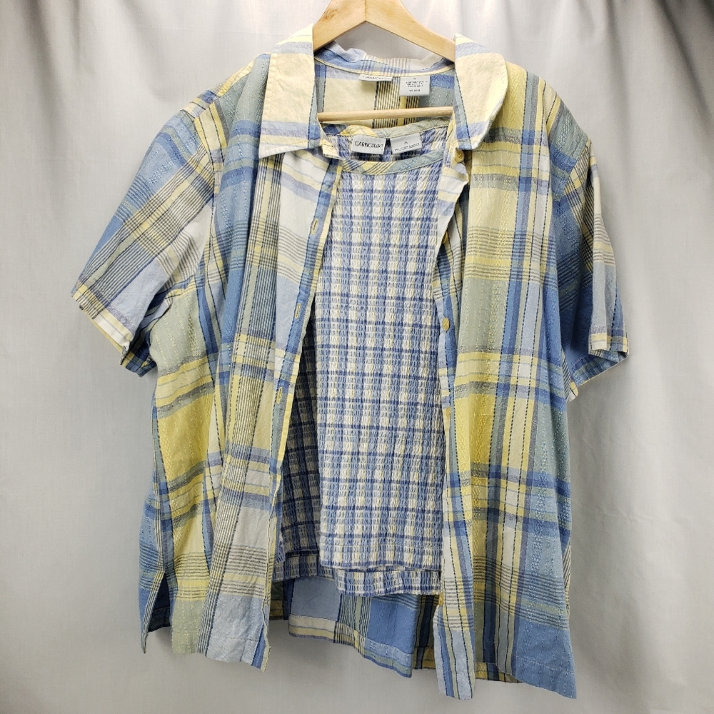 Cabin Creek 2 Piece Tank Top & Shirt Set Plaid Size 2X